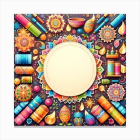 Colorful Diyas Background Canvas Print