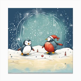Christmas Penguins Canvas Print