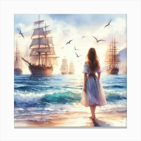 Of A Girl On The Beach Canvas Print