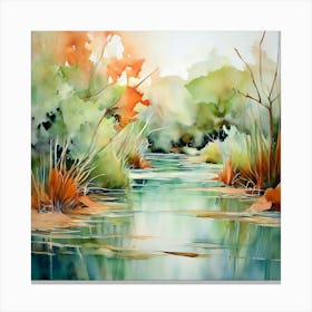 Watercolor Abstract A Serene Landscape In Key West Florida Bathed In Shades Of Terracotta Canvas Print