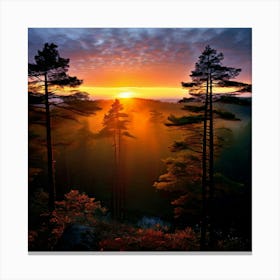 Picture This The First Sliver Of Sunlight Peeks Over The Horizon Casting A Warm Ethereal Glow Canvas Print