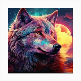 Wolf and moon Canvas Print