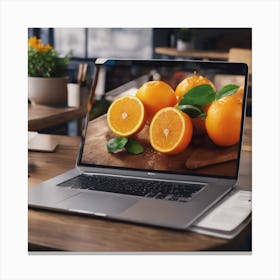 Oranges On A Laptop Canvas Print