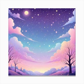 Sky With Twinkling Stars In Pastel Colors Square Composition 30 Canvas Print