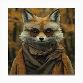 Fox In Glasses Art Canvas Print