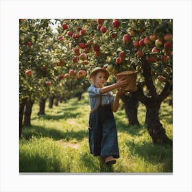 Apple Picking In The Orchard 1 Canvas Print