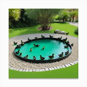 Ptitos Bañandose En Lafuente Del Jardin Canvas Print