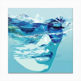 Woman'S Face In The Water Canvas Print