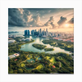 Singapore Cityscape At Sunset Canvas Print