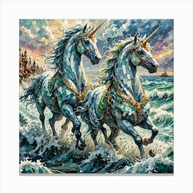 Unicorns In The Sea Canvas Print