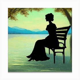 Woman Sitting On A Bench 3 Canvas Print