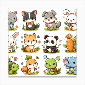 Kawaii Animals Canvas Print