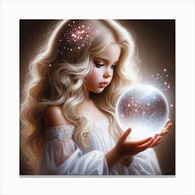 Little Girl Holding A Crystal Ball 1 Canvas Print