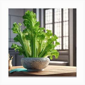 Frame Created From Celery On Edges And Nothing In Middle Ultra Hd Realistic Vivid Colors Highly (7) Canvas Print