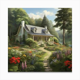 Cottage In The Woods art print 1 Canvas Print