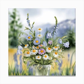 Daisies In A Vase Canvas Print