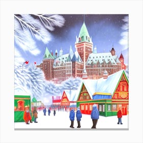 Christmas Market In Quebec Canvas Print