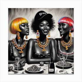 Three Women At A Table Canvas Print