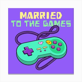 Married To The Games - Retro Design Maker With A Graphic Of A Gaming Controller Canvas Print