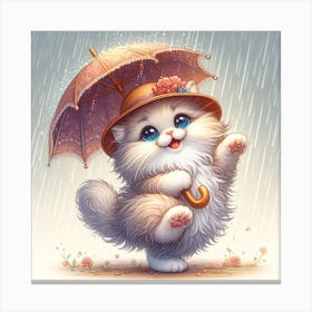 Cute Cat In The Rain 1 Canvas Print