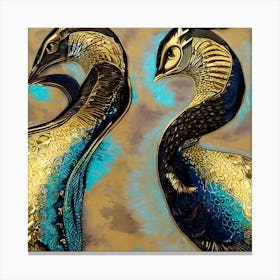 Abstract Peacocks Canvas Print