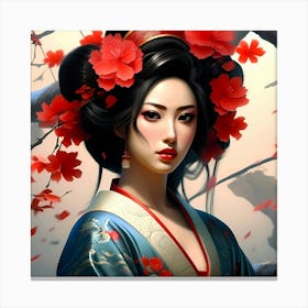 Japan Traditional Geisha Illustration By Ad 158 Canvas Print