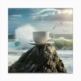 Coffee Cup On Rock 4 Canvas Print