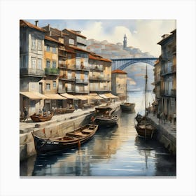 Porto Portugal Watercolor Canvas Print