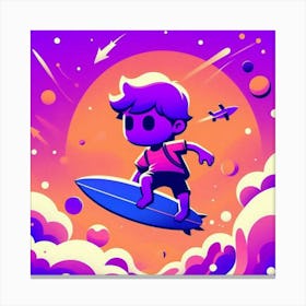 Boy On A Surfboard 4 Canvas Print