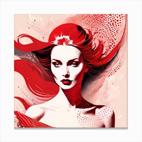 Lady In Red Illustration Of An Red Haired Woman Canvas Print