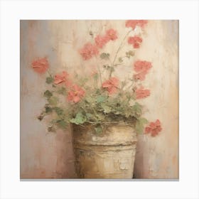 Geraniums In A Pot 1 Canvas Print