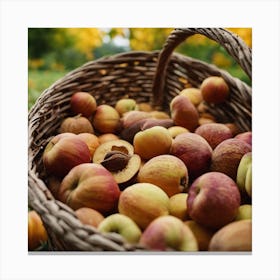 Peaches In A Basket Canvas Print