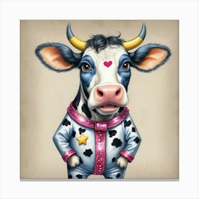 Cow In Pajamas Canvas Print