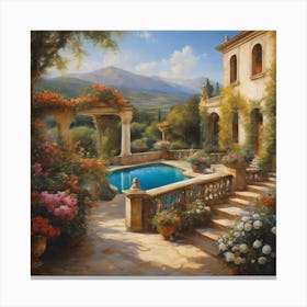 House By The Pool Canvas Print