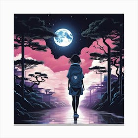 Girl With A Backpack Canvas Print