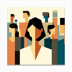 Crowd Of People Abstract Geometric Canvas Print