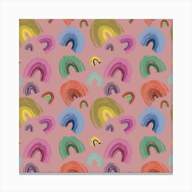 colorful rainbows pink background Canvas Print