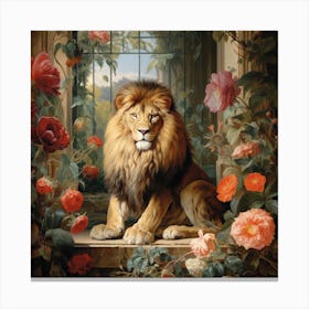 Lion In The Window Canvas Print