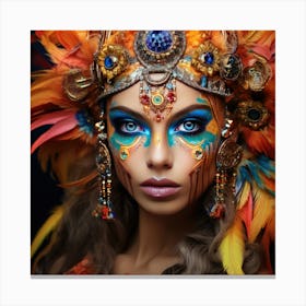 Beautiful Woman With Feathers 2 Canvas Print