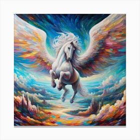 White Horse With Wings Canvas Print