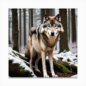 Wolf In The Woods 20 Canvas Print