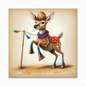 Deer In Cowboy Hat Canvas Print