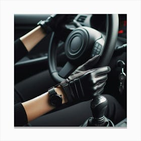 Woman Driving A Car Canvas Print