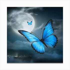 Blue Butterfly In The Sky Canvas Print