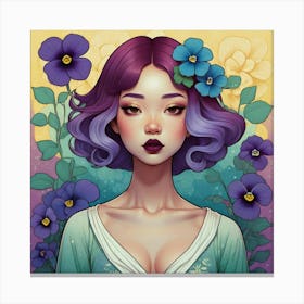 Asian Girl With Purple Hair 2 Canvas Print