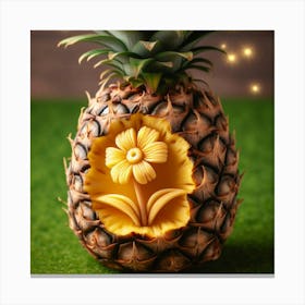 Pineapple With A Flower Canvas Print