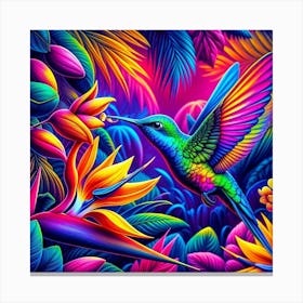 Hummingbird In The Jungle Canvas Print