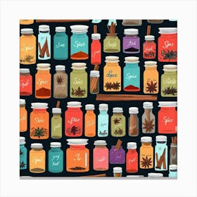 Spice Jars Seamless Pattern Canvas Print