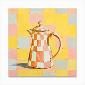 Checkerboard Tea Pot 2 Canvas Print