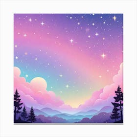 Sky With Twinkling Stars In Pastel Colors Square Composition 277 Canvas Print